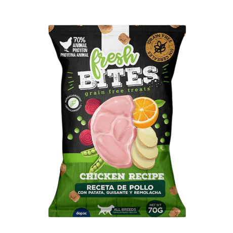 Bites Grain Free Pollo Snack Semihumedos 70gr Para Perros
