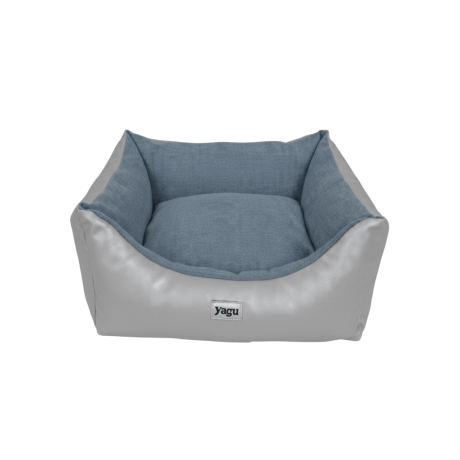 Cuna Colección Dulce Mascota Yagu. Nido de descanso en color gris y azul para gatos y perros pequeños.