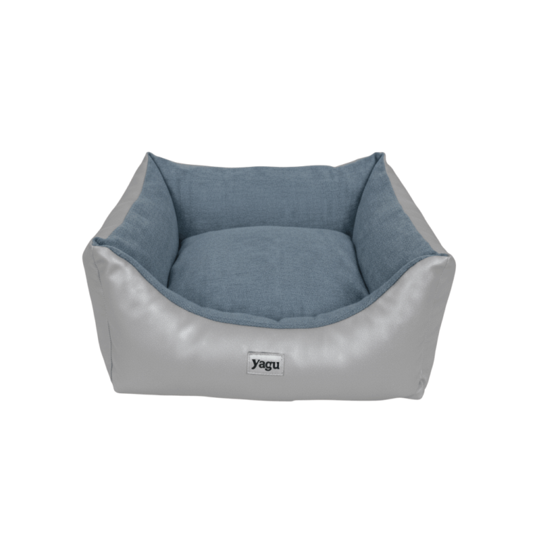 Cuna Colección Dulce Mascota Yagu. Nido de descanso en color gris y azul para gatos y perros pequeños.