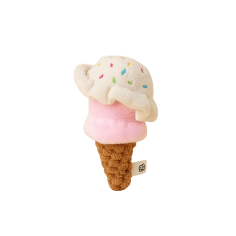 Juguete Gloria de peluche con forma de helado de cucurucho, con pito, para perros pequeños.
