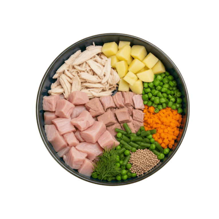 Ingredientes del pienso Anlú Razas Mini Grain Free de Pollo y Atún, con condroprotectores, Omega 3 y vegetales.