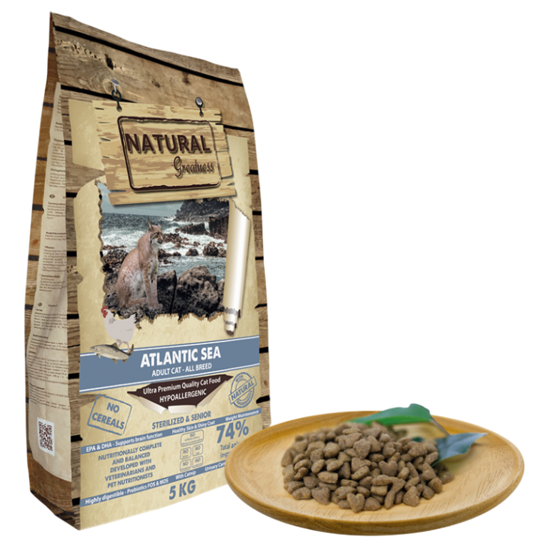 Saco de pienso Natural Greatness bajo en grasa para gatos castrados con salmón, Omega 3 y cuidado urinario (pH optimizado)