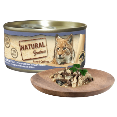 Comida húmeda de pescado de mar en filetes para gatos adultos snack bajo en grasa