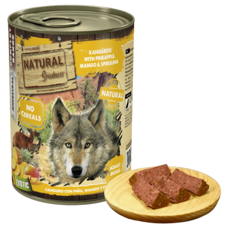 Lata de canguro con piña para perro 400gr proteína exótica alergias