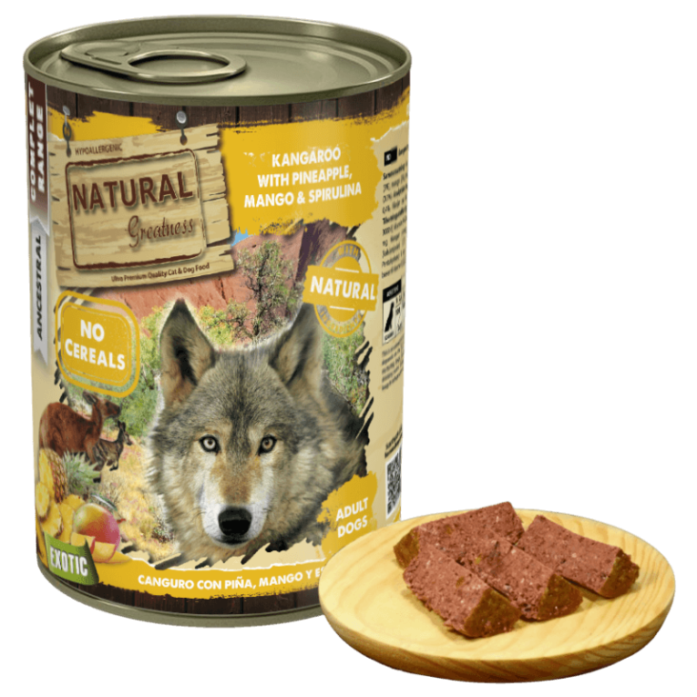 Lata de canguro con piña para perro 400gr proteína exótica alergias