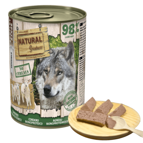 Comida húmeda 98% cordero para perro adulto con intolerancias alimentarias y alergias