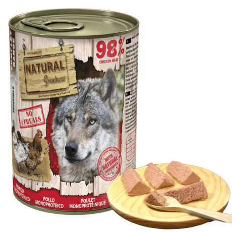 Comida húmeda de pollo 98% en mousse para perro adulto dieta de exclusión