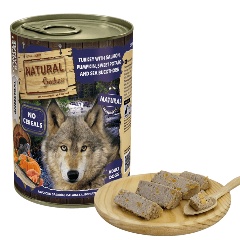 Comida húmeda 98% salmón para perro dieta de exclusión sin cereales omega 3 y 6