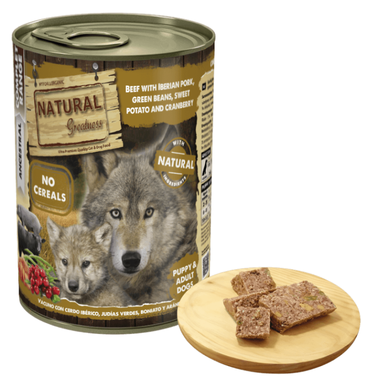 Comida húmeda ternera cerdo ibérico boniato y arándanos cachorro y adulto