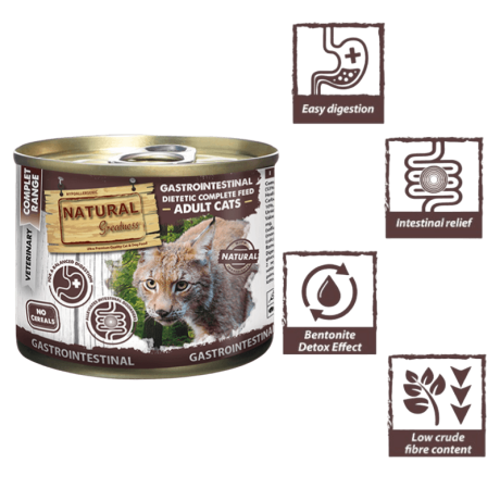 Comida húmeda sin cereales para gatos con diarrea y problemas digestivos lata 200g