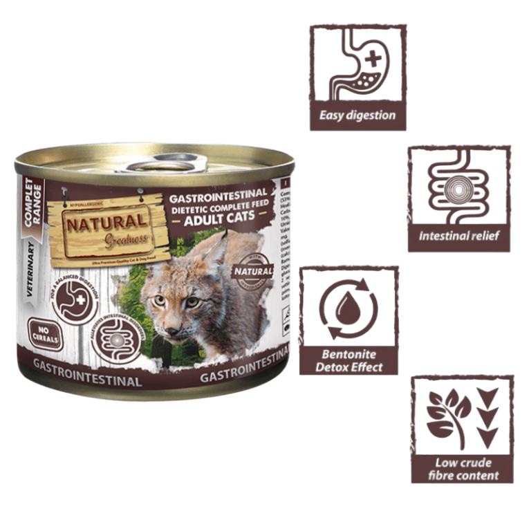 Comida húmeda sin cereales para gatos con diarrea y problemas digestivos lata 200g