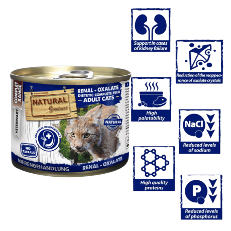 Comida húmeda para gatos con insuficiencia renal crónica y cristales de oxalato