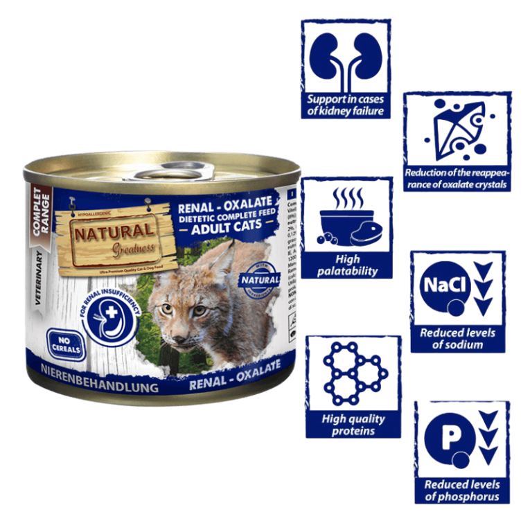 Comida húmeda para gatos con insuficiencia renal crónica y cristales de oxalato