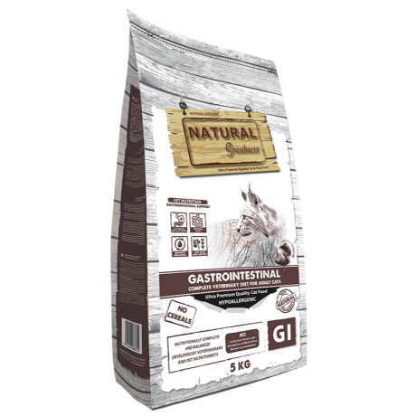 Pienso para gato con trastornos intestinales, alto en prebióticos MOS FOS y electrolitos