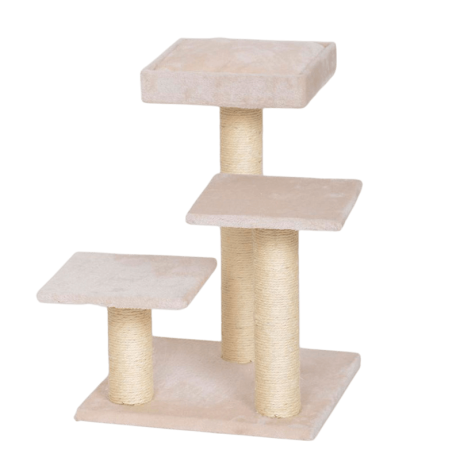 Rascador Alice Gatos Sisal color beige. Rascador de tres plataformas para trepar y afilar uñas.