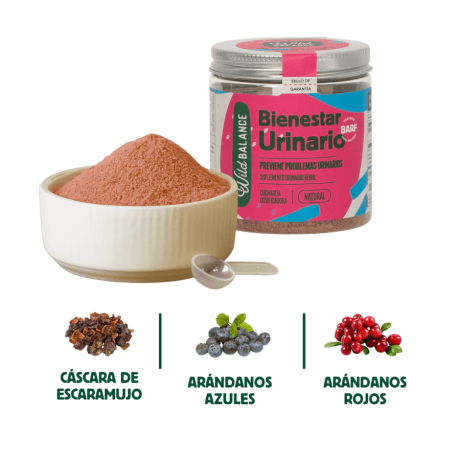 beneficios suplemento bienestar urinario wild balance para tratar infeccion de orina y cristales en mascotas