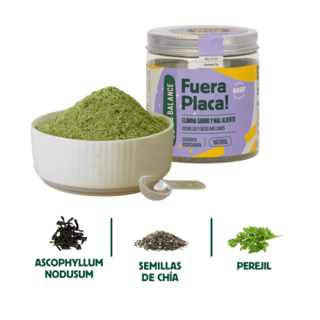 ingredientes naturales fuera placa wild balance con alga ascophyllum nodosum y perejil