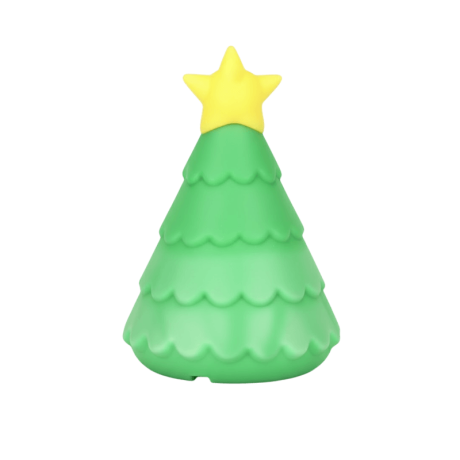 Juguete Árbol Navidad Duro (15cm) de goma verde y estrella amarilla. Resistente para masticadores.