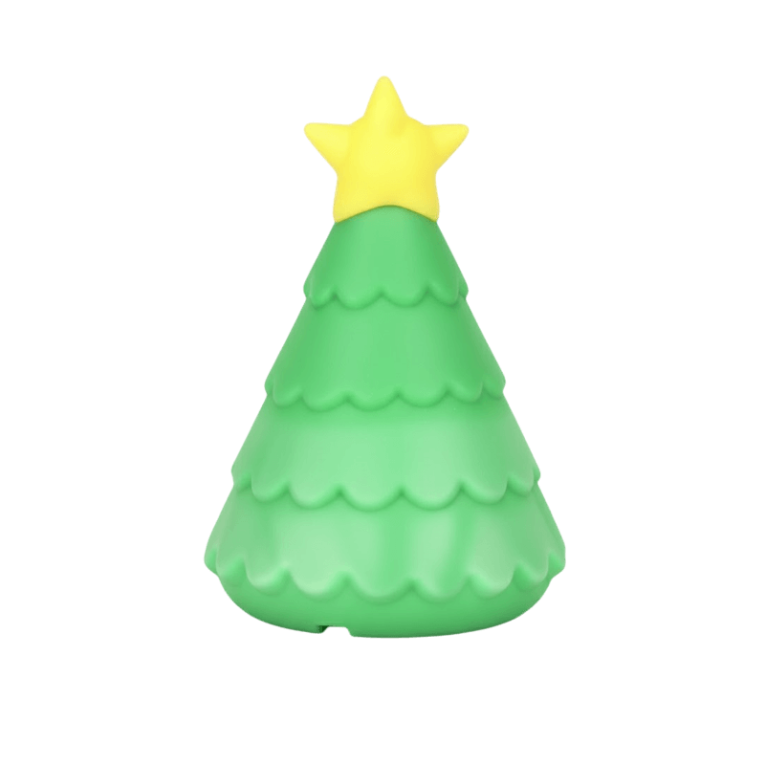 Juguete Árbol Navidad Duro (15cm) de goma verde y estrella amarilla. Resistente para masticadores.