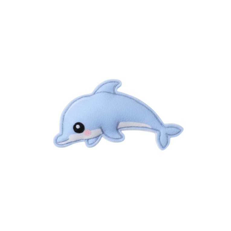 Juguete de fieltro suave con forma de delfín azul, relleno de Catnip para morder y patear, fomenta la actividad y el ejercicio del gato.