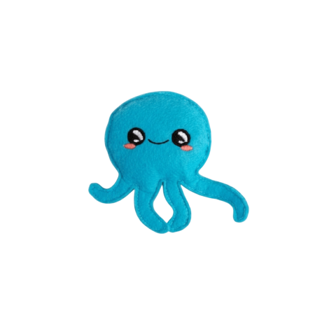 Juguete Vivadog de peluche azul con forma de pulpo, relleno de catnip para gatos.