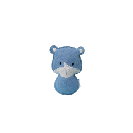 Juguete Vivadog de fieltro azul con forma de rinoceronte, relleno de catnip para gatos.