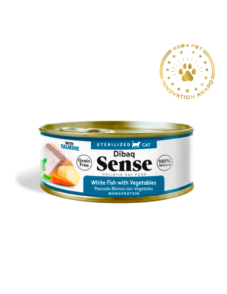 Alimento húmedo Dibaq Sense Gato Esterilizado Pescado Blanco con Vegetales Monoproteína