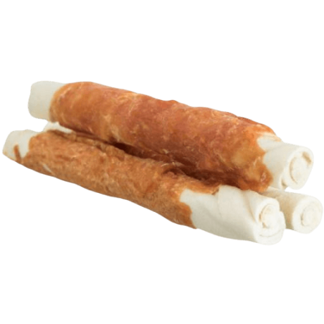 Snack natural Rollo de Ternera y Pollo, masticable para perros de 15 cm, ayuda a la higiene dental.