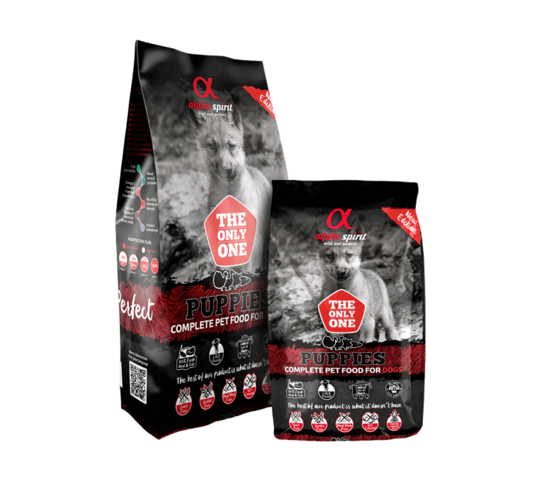 Pienso Alpha Spirit Cachorros (Puppies) No Extrusionado. Bolsa negra y roja.