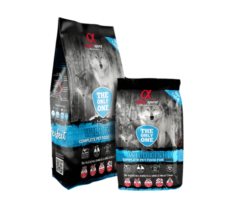 Pienso Alpha Spirit Pescado Wild Fish (85% fresco) en bolsa negra.
