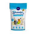 Bolsa de alimento completo Shambi (Dapac) Mixtura EXTRA para Ninfas y Agapornis, con imágenes de una ninfa y dos agapornis.