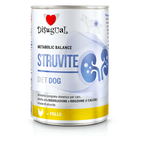 Lata de comida húmeda Disugual Struvite Diet Dog, fórmula de Pollo para disolución de cálculos de estruvita, soporte de la salud urinaria en perros.