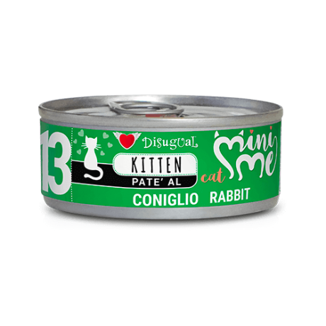 Lata de comida húmeda Disugual Mini Me Paté de Conejo para gatito (Kitten), proteína magra ideal para estómagos sensibles y desarrollo.