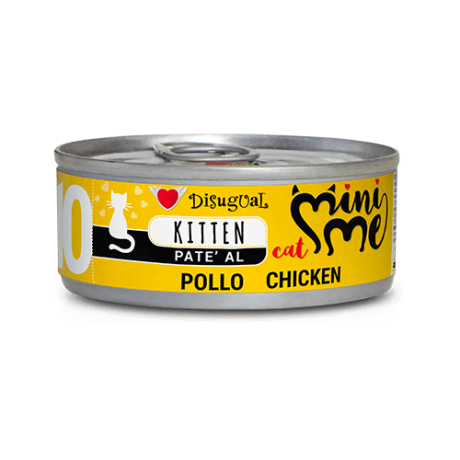 Lata de comida húmeda Disugual Mini Me Paté de Pollo para gatito (Kitten), proteína magra ideal para el crecimiento y alta palatabilidad.