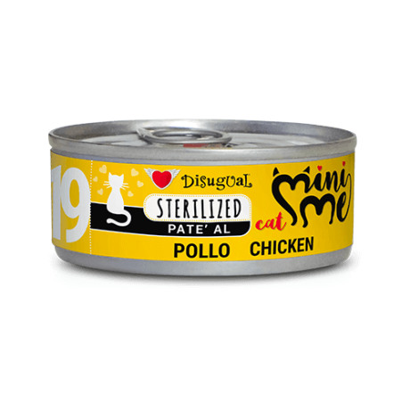 Lata de comida húmeda Disugual Mini Me Paté de Pollo para gato castrado, fórmula Sterilized para el control de calorías y peso.