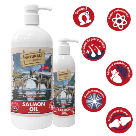 Natural Greatness Aceite De Salmon Omega 3 Para Perro Y Gato 250ml Y 1l