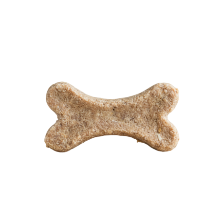 Snack blando para perro en forma de hueso con ternera y yuca. Masticable suave sin cereales, apto para cachorros y perros mayores con sensibilidad dental.