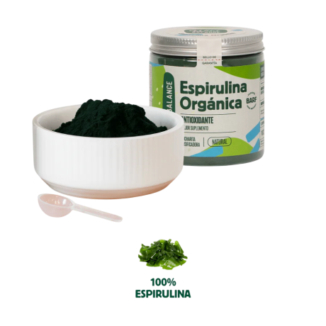 detalle de textura en polvo de espirulina natural para mezclar con comida