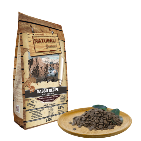 Pienso Natural Greatness conejo light senior para perros de raza mini y mayores bajo en grasas 6kg