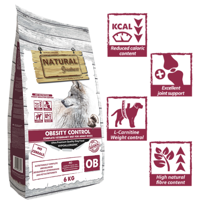 Pienso Natural Greatness Obesity Control bajo en calorías con L-Carnitina y soporte articular para perros obesos
