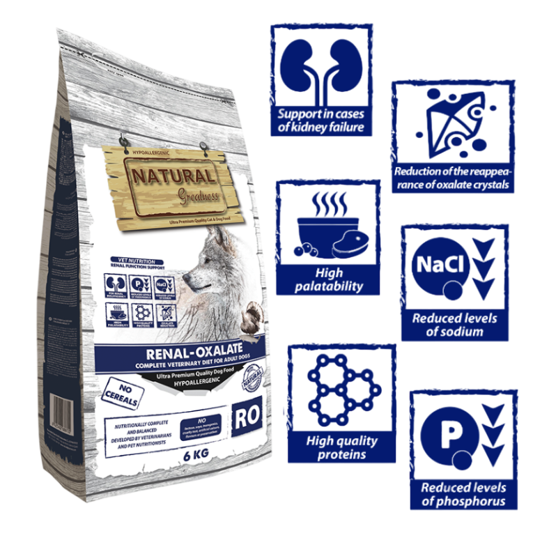 Pienso Natural Greatness Renal Oxalate bajo en fósforo y sodio para perro con insuficiencia renal o cálculos de oxalato