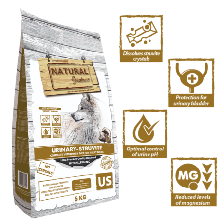 Pienso Natural Greatness Urinary Struvite para disolver cristales y regular el pH urinario de perros