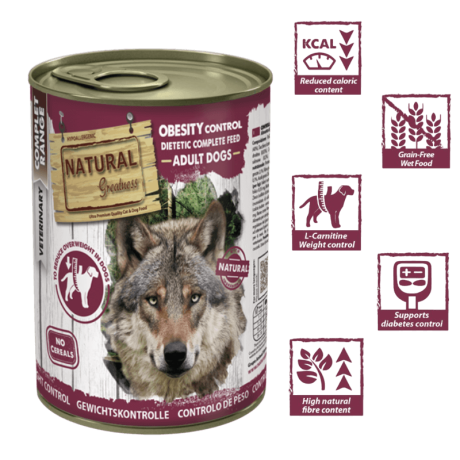 Comida húmeda sin cereales para perros con sobrepeso, diabetes y problemas articulares lata 400g