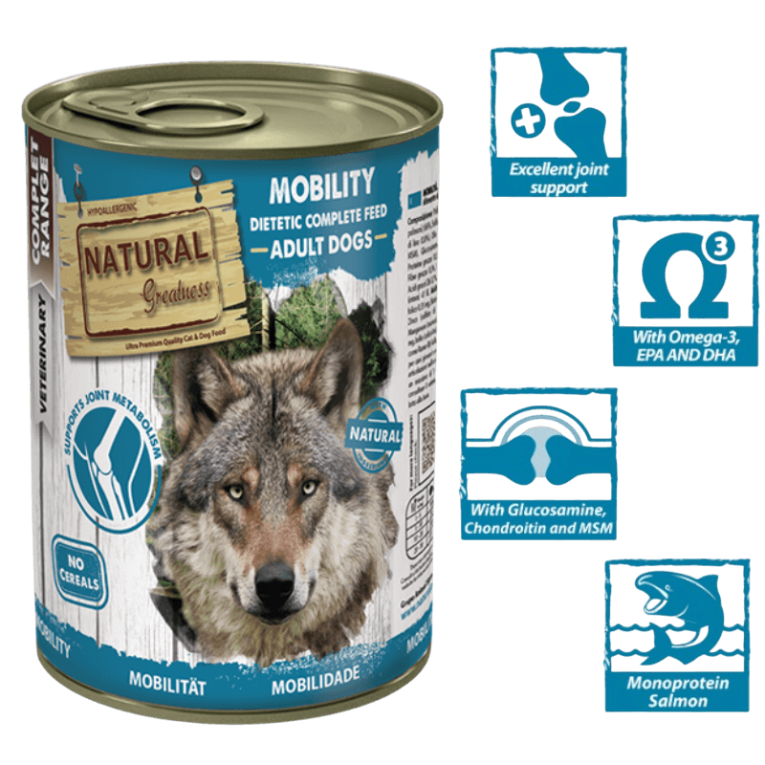 Comida húmeda para perros con osteoartritis, dolor articular y problemas de movilidad lata 400g