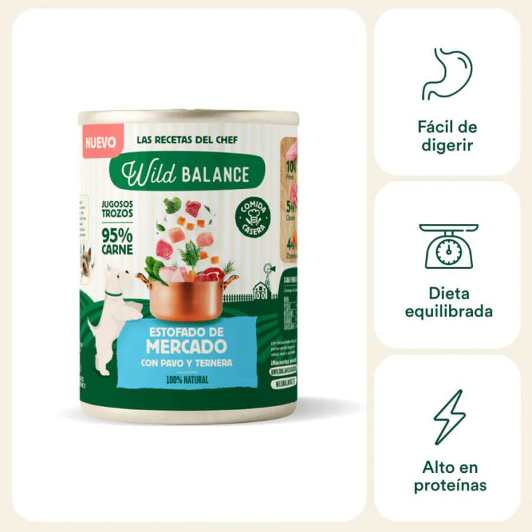 beneficios comida humeda natural wild balance estofado de mercado para perros