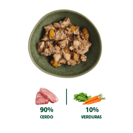 infografia ingredientes cerdo zanahoria y espinacas wild balance