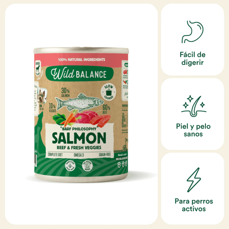beneficios omega 3 piel y pelo perros lata salmon y ternera
