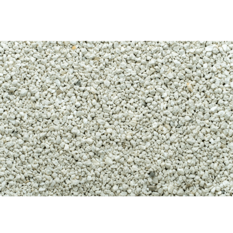 Textura detallada de la arena aglomerante de bentonita Gloria, de color blanco y gris, sin perfume, en formato de 10kg.