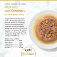 Composición y aditivos nutricionales de Catit Cuisine Dinner Pescado con Calabaza: Contiene atún, basa, salmón y calabaza, con un 9,0% de proteína y alta humedad.