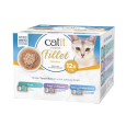 Paquete ahorro de comida húmeda Catit Cuisine Fillet Selection para gatos, con 12 tarrinas de 75g de filetes de atún, atún con gambas y atún con pechuga de pollo, sin cereales.